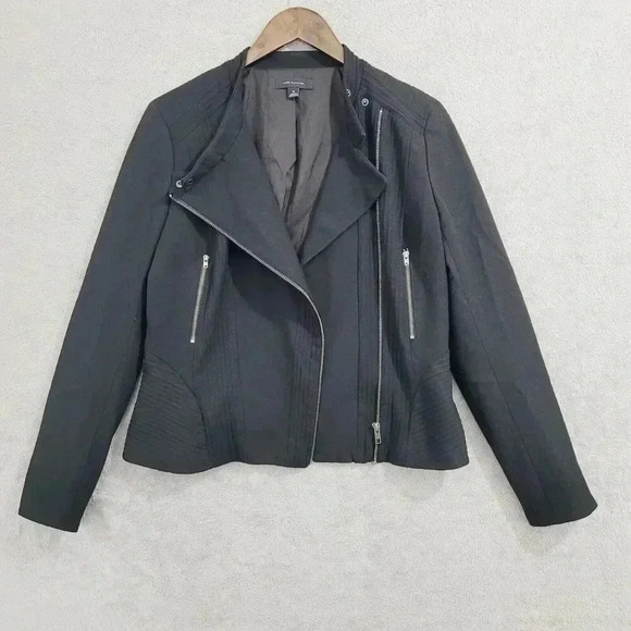 Ann Taylor Black Moto Jacket Full Zip Jacket Women's 10 24CT - Picture 7 of 8